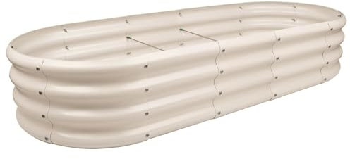 Harbour Housewares Raised Garden Bed - Ivory - 180 x 90cm - Rounded - Bottomless Metal Raised Bed Galvanised Steel Planter Box for Growing Outdoor Plants, Vegetables, Flowers and Herbs