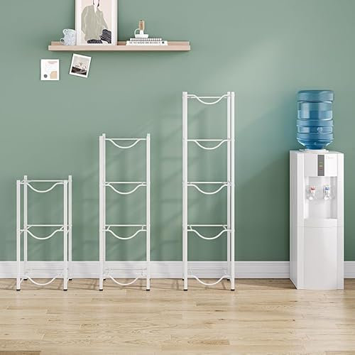 DEENZ White Water Cooler Jug Rack Bottles Water Cooler Bottle Rack Storage Detachable Heavy Duty Water Bottle Cabby Rack Space Saving (4 Tiers - 4 Bottles)