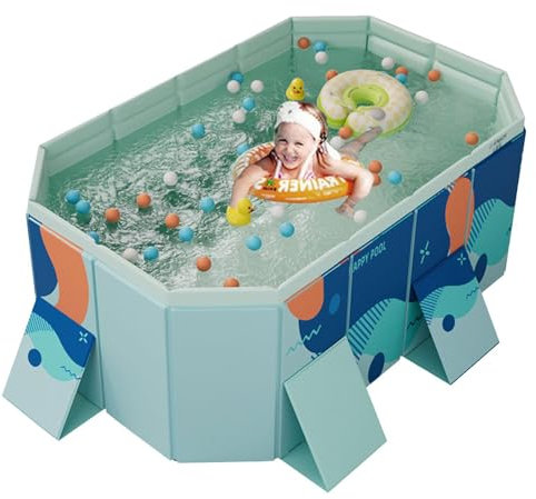 Piscina all'aperto portatile, Piscina non gonfiabile, Piscina pieghevole per famiglie, Piscina estiva, Piscina con struttura rigida a bordo piscina, Piscina fuori terra con porte di drenaggio