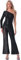 Allegra K Pailletten-Jumpsuits für Damen, eine Schulter, durchsichtig, weite Beine, Party-Strampler Schwarz M