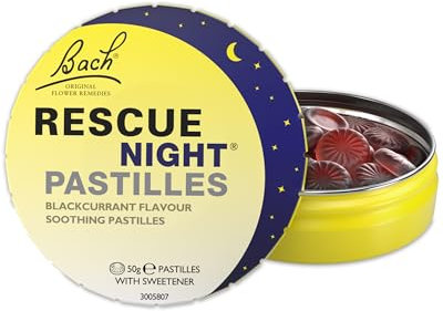 Rescue Night Pastilles | Blackcurrant Flavoured | Natural Bedtime Support | Bach™ Original Flower Essences | Chewable pastilles | Help Prepare for a Restful Sleep | 50g tin