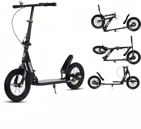 City Roller Kickscooter Erwachsene, 290mm Big Wheel Scooter, Klappbarer Cityroller mit Handbremse und Bremse, Höhenverstellbar, 150 kg Tragkraft