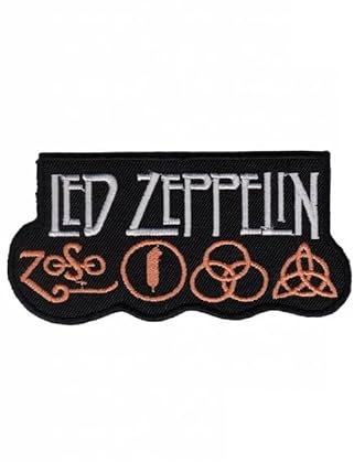 Toppa ricamata con scritta Led Zeppelin Zoso da applicare con ferro da stiro