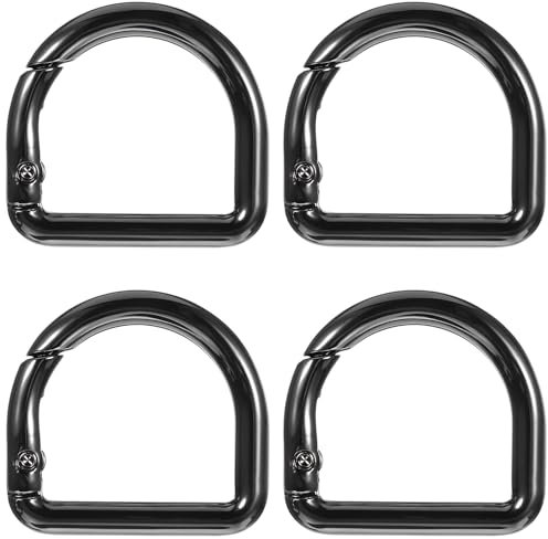 4 Stück D Ring Karabiner Schwarz, Schnallen und Verschlüsse D ring Karabinerhaken Klein Karabiner Geldbörsen, Federschnallen Karabinerhaken Clip für Geldbörsen Angeln Kette Reisen Wandern