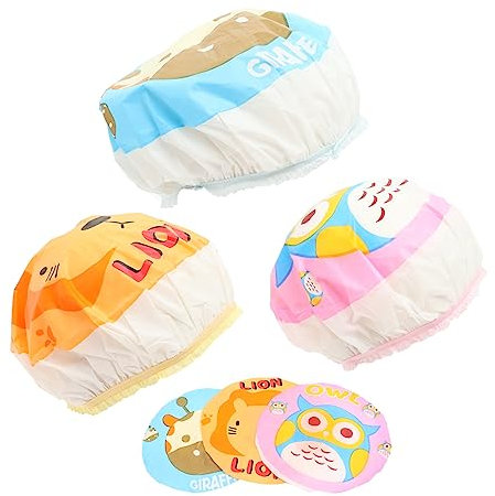 Healeved 6pezzi Cappello Doccia Per Cartoon e Riutilizzabile Elastici Per Morbidi e Adatti Per e
