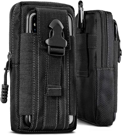 ONEFLOW Survival Case für Blackview N2000 Handy Gürteltasche aus Nylon mit Karabiner, Taktische EDC Tasche mit Gürtel Halterung, Etui Handyhülle Outdoor Handytasche, Schwarz