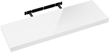 eSituro Wandregal, Regal Wand weiß Hochglanz, Hängeregal, Schweberegal, Regalbrett Bücherregal zum Aufhängen, Wandboard für Wohnzimmer Küche Arbeitszimmer Badezimmer, 80x22.9x3.8 cm, SWS0386