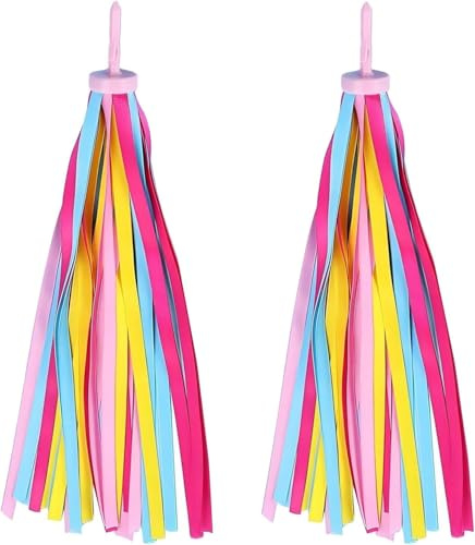 DJKKiTTQ 2 PCS der Kinder Regenbogen Fahrrad Bänder passend für Mädchen und Jungen, Roller Quasten, Fahrrad Bänder, Mädchen Fahrrad Quasten, Mädchen/Mini Fahrrad Bänder, Gir/Jungen Roller Zubehör