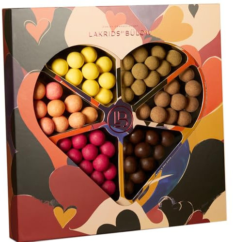 LAKRIDS BY BÜLOW - Love Selection Box - 450g - Muttertags-Geschenk mit Dänischen Gourmet Lakritz-Kugeln in edler Herz-Geschenkbox