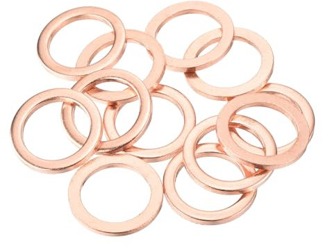 QUARKZMAN 12pcs Arandelas de Cobre, 22x16x2mm (OD*ID*Grosor) Arandela para Carter Aceite Puerta Bisagra Plana Redonda Metálica Accesorio Hidráulico Conexión Combustible Perno Reparación