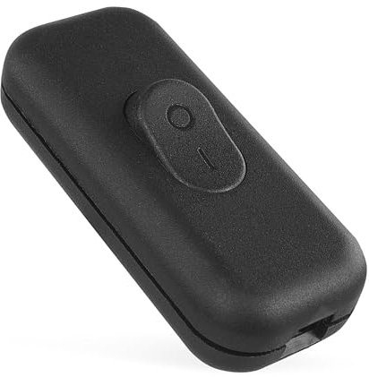 EMOS - Ersatzschalter für Netzkabel 2x 0,5-0,75 mm2 - Zwischenschalter mit Schraubenklemme für 230V/2,5A - Schnurschalter geeignet für 2-adriges Lampenkabel für Leuchten und Kleingeräte - Schwarz