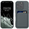 kwmobile Case Compatible with Apple iPhone 16 Pro Case - TPU Phone Cover with Credit Card Holder - Dark Slate