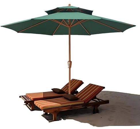 XUQQU Dome-Sonnenschirm, Gartenschirm Im Freien, Strandschirm Mit Handkurbel, Terrassenschirme Für Pool, Strand, Deck Und Picknick, UV-Schutz, 8 Rippen(Green)