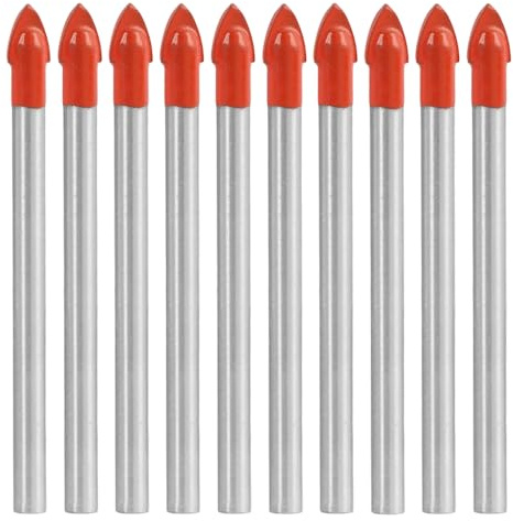 Jecdfs 10pcs Juego de 6MM Brocas de Carburo de Tungsteno Taladro,para Perforar Azulejos, Cerámica, Vidrio, Espejos, Granito y Más – Brocas Resistentes para Superficies Duras y Frágiles con Punta en Fo