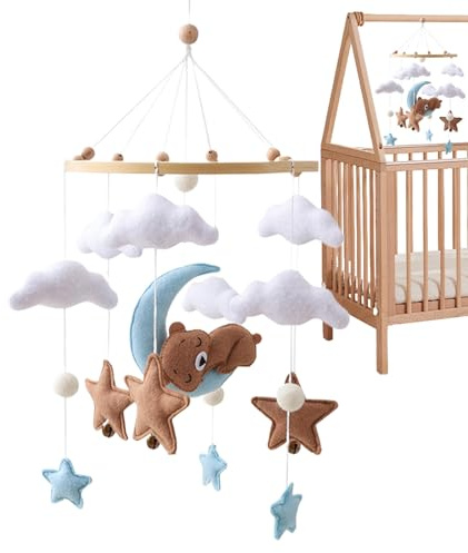 Beistellbett Mobile - Tier Mobile Spielzeug | Filz Wolken Kinderzimmer Deko Für Schlafzimmer Wickelkommode Kinderwagen Dekoration