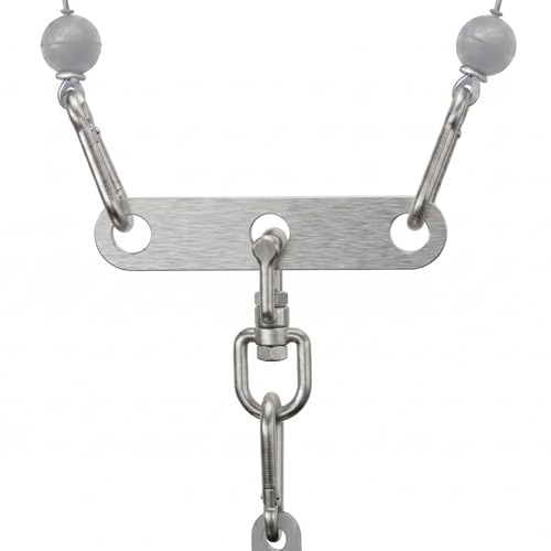 J Bryant Stainless Steel Double to Single Pulley Adapter Plate – Gym Cable Machine Connector with 3 Carabiners for Lat Pulldown, Triceps, Biceps & Functional Training