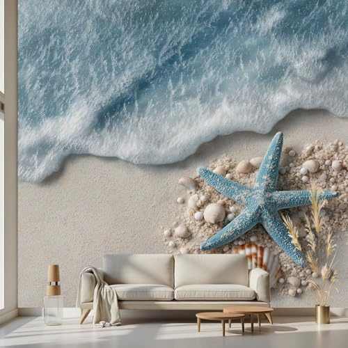 Kioldoq Seestern Strand Vlies Tapete 150x200 cm, Meer Welle Fototapete