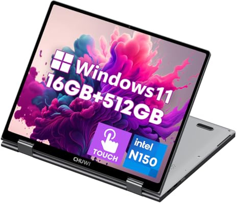 CHUWI 2-in-1 Mini Laptop 10.51'', 16GB RAM 512GB SSD, Intel N150 Max 3.6GHz
