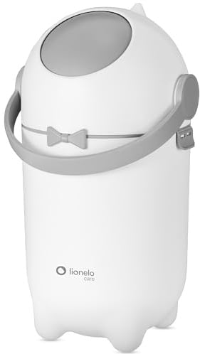 Lionelo Purebin – Windeleimer geruchsdicht, für universelle Beutel | (ohne Kassette), Einhand-Bedienung, 10 L – hygienischer Windelbehälter für Babyzimmer