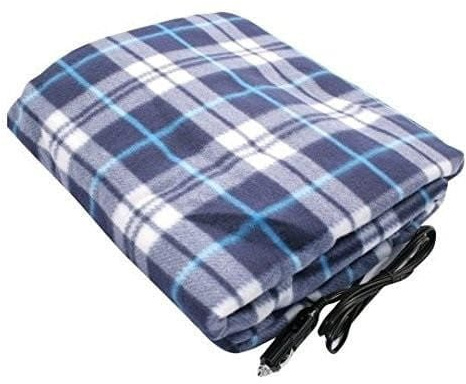 12V Heated Electric Blanket for Car, Truck & Van – Plaid Pattern Travel Heating Throw – Fast Warming, Portable & Lightweight – 39 x 24 Inch