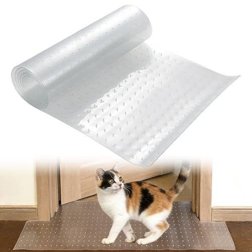Carpet Protector for Pets, Anti Slip Cat Scratch Guard Mat 38 x 110cm Carpet Cat Scratch Protector with Nail Bottom from Scratching Rugs at Doorway