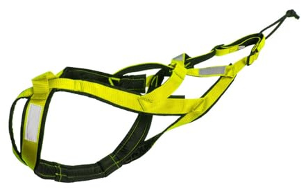 2026 Arnés Mushing para trineo de perros, arnés de trineo para mascotas, Bikejöring, Skijöring, perro grande, trineo, canicross, patinaje (verde, M)