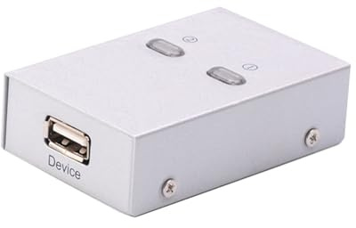Cabilock USB Wahlschalter für Drucker und Scanner Automatischer Umschalter ohne Kabel Kunststoff und Metall für Zuhause und Kleines Büro Silberfarbig
