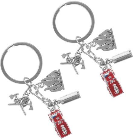 Abaodam Feuerwehrmann Schlüsselanhänger mit Realistischen Details aus Zinklegierung 2 Stück pack Robust für Täglichen Gebrauch als Feuerwehr Geburtstagsparty Zubehör