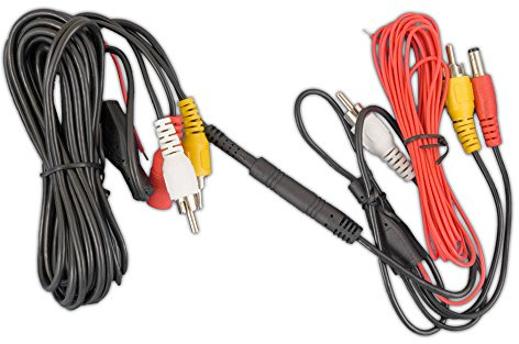 Carmedien 5 Meter Rückfahr-Kamera Anschlusskabel 5m trennbar mit Mini-Stecker Cinch Verbindungskabel (RCA Audio Video) mit 12V/24V Steuerleitung