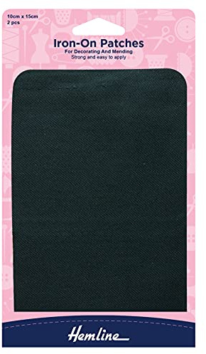Hemline Iron-On Patches Cotton Twill - 2 Pieces 10cm x 15cm - Bottle Green