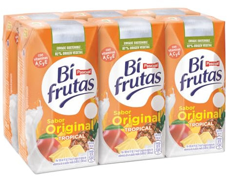 Bifrutas - Bebida Refrescante Sabor Original Tropical 6 x 200ml| Bebida Natural con Mix de Frutas y Leche, Energizante y Refrescante.