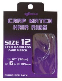 Drennan Carp Match Hair Rigs Eyed Barbless (12)