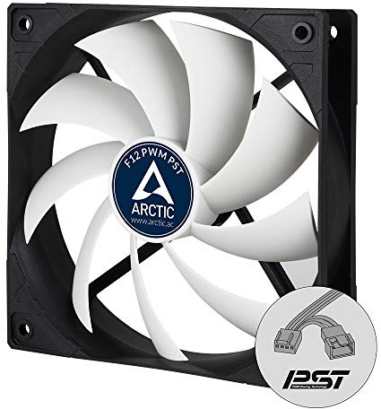 ARCTIC F12 PWM PST - 120 mm PWM PST Case Fan with PWM Sharing Technology (PST), quiet motor, Computer, Fan Speed: 230-1350 RPM - Black, White