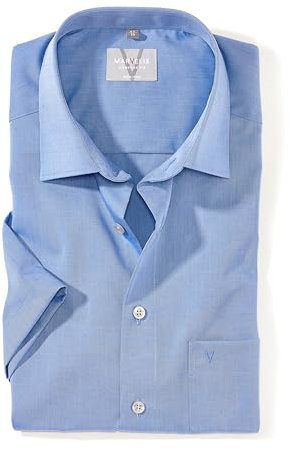 Marvelis Herren Businesshemd Kurzarm Non-Iron Comfort Fit,Chambray,New Kent,Rauchblau 13,44