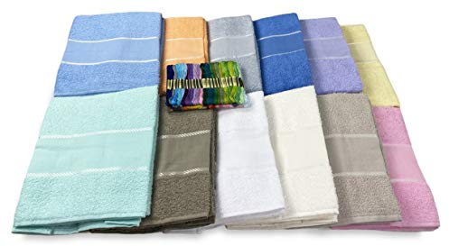 tex family Handtuch-Set, Frotteestoff, Aida-Stoff, zum Besticken, Kreuzstich, 1+1 für das Gesicht und für Gäste, als Geschenk - Lindgrün.