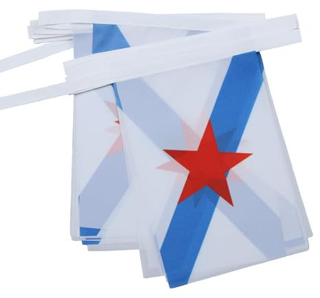 AZ FLAG Guirnalda 6 Metros 20 Banderas de Galicia Estreleira 21x15 cm, Bandera Independentista Gallega - Nacionalismo Gallego 15 x 21 Cm, Banderines Gallegos