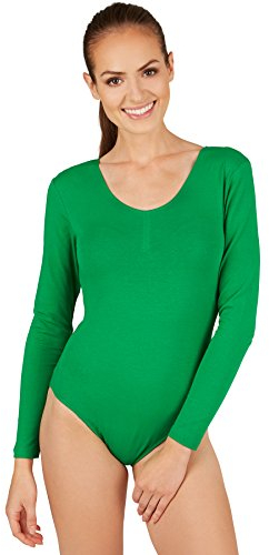 tectake dressforfun Damen Langarm-Body mit Rundhals Ausschnitt (XXL | Grün | Nr. 301299)