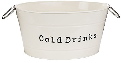 Harbour Housewares Drink Cooler Bucket - Cream - Large Cold Drinks Cooler Container Metal Ice Bucket with Handles for Cold Beverages, Parties, BBQ's, Restaurant