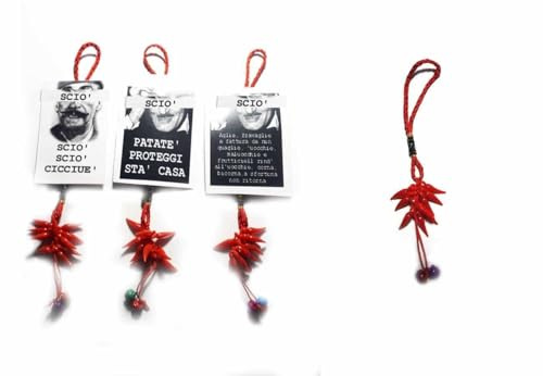 Erhalten 3 Schilder zum Aufhängen in Haus oder Shop Corni 19 cm ca.Toto 'A Überraschung gratis 1 Schlüsselanhänger, Bucklige Hand Geweih Horn Amulett Horn Charms Lucky Bucklige Scio portafotuna