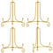 Hetoco 4 pulgadas oro caballetes portaplatos expositores decorativos para fotos, marcos para imágenes, platos decorativos, cuadros y piezas de arte. (Paquete de 4)