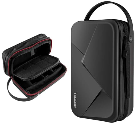 TELESIN Estuche de Transporte para dji Osmo Action 5 Pro 4 3 Pocket 3, GoPro Hero 13 12 11 10 9 8 7 6 MAX, Insta360 X4 X3 Go 3 Ace Pro Cámara de Accion Accesorios, Bolsa de Viaje Protectora rígida