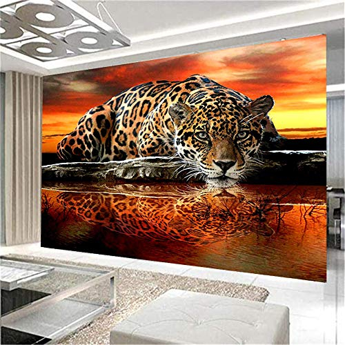 Nicole Knupfer 5D DIY Diamond Painting Kits,Leopard Full Bohrer Handgemachtes Crystal Strass Stickerei Cross Stitch Home Wanddekoration (90x60cm)