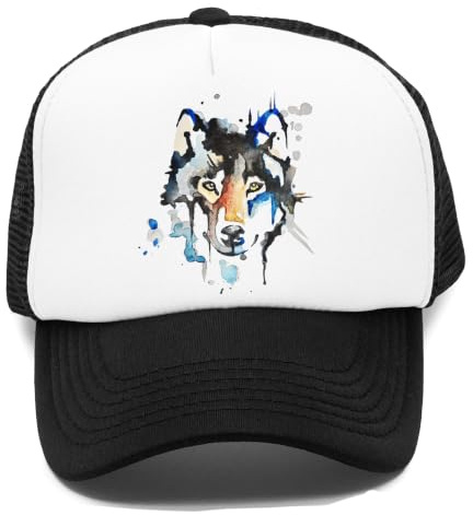 Vendax Aquarell Wolf Kinder Kappe Baseball Rapper Cap