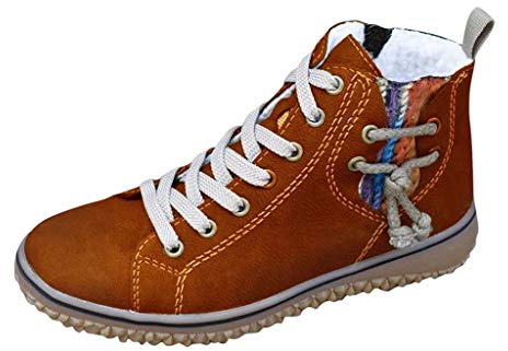 Stivaletti Stivali Sneakers Donna Calda Taglie Forti Scarpe Basse Casual con Zeppa Stivali Corti alla Caviglia (35,caffè)