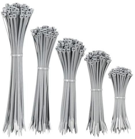 UKCable-Ties Cable Ties Silver/Grey Strong Premium Nylon Cable Ties (25, 300mm x 4.8mm)