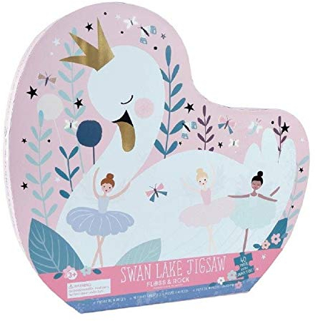 Floss & Rock 42P6325 Enchanted Swan Shaped Jigsaw with Shaped Box, 40-Piece Set