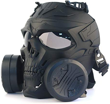 Paintball Maske, Taktische Vollgesicht Dummy Gasmaske, Schädel CS Maske mit doppeltem Turbo Fan für Cosplay, Halloween, Wargame, Maskerade
