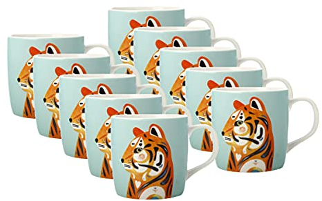 10er SET Maxwell & Williams Becher Tiger PETE CROMER Geschenkbox, Porzellan, DX0917