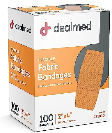 Dealmed Fabric Adhesive Bandages - Flexible Latex Free 2x4 in - 100 Count