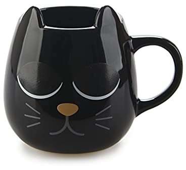 balvi Henkelbecher Wake Cat Farbe Schwarz Temperatursensibler Henkelbecher in Katzenform Wechselt die